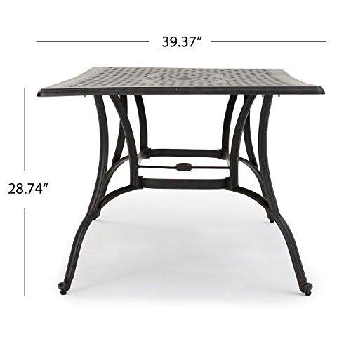 Christopher Knight Home Alfresco Outdoor Cast Aluminum Rectangular Dining Table, Bronze - CookCave