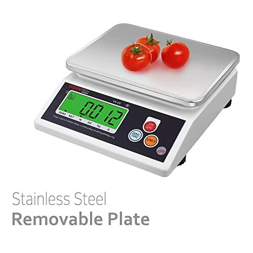 VisionTechShop VK-2D 0.1g Premium Food Kitchen Scale, Lb/Oz/Kg/g Switchable, Stainless Steel Plate Food Scale, Large LCD Display with Backlight, 12lb Capacity, 0.002lb Readability - CookCave