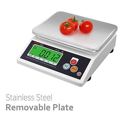 VisionTechShop VK-2D 0.1g Premium Food Kitchen Scale, Lb/Oz/Kg/g Switchable, Stainless Steel Plate Food Scale, Large LCD Display with Backlight, 12lb Capacity, 0.002lb Readability - CookCave