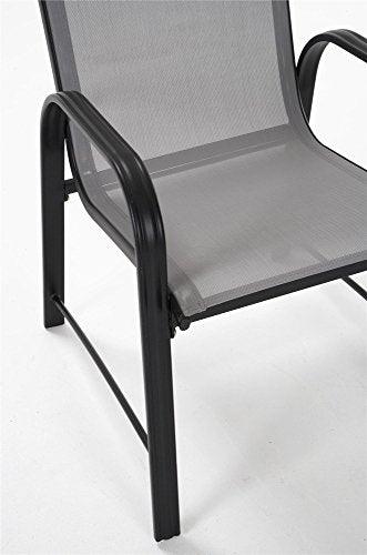 CoscoProducts Cosco Outdoor Living Dining Chairs, 6-Pack, Gray Frame, Light Gray Sling (88645GLGE) - CookCave