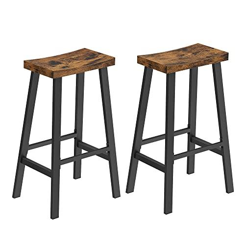 VASAGLE Bar Stools Set of 2, Counter Height Stools, Bar Chairs with Footrest, 29.1 Inches Tall Kitchen Breakfast Stools, Industrial, Living Room Party Room, Rustic Brown ULBC094B01 - CookCave