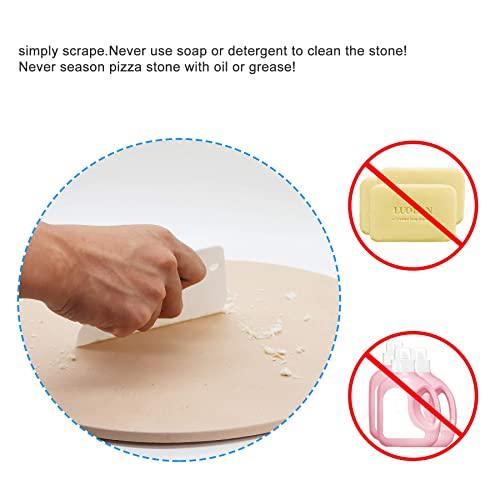 AILUROPODA 13" Round Pizza Stone for Oven and Grill with Bamboo Pizza Paddle, Cleaning Scraper and Recipe Cordierite Baking Stone for Oven Thermal Shock Resistant - CookCave