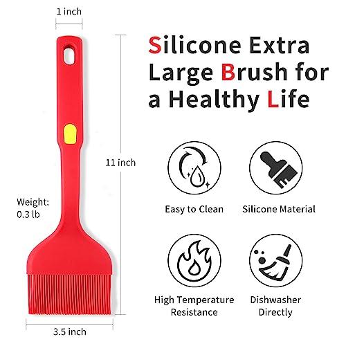 ESSBES Extra Large Silicone Pastry Brush - Heat Resistant Extra Wide Basting Brush - Dishwasher Safe Oil Brush for Cooking, Baking, Grilling, Spreading Oil, Butter, BBQ Sauce or Marinade (Red Yellow) - CookCave