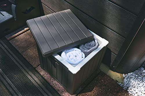 Ice Cooler/Storage Deck Box, and seat, Outdoor Ice Chest is Great to Use for Pool Accessories, Hot Tub Towel Holder, Toys, Gardening Tools, Sports Equipment, UV Resistant Resin, - CookCave