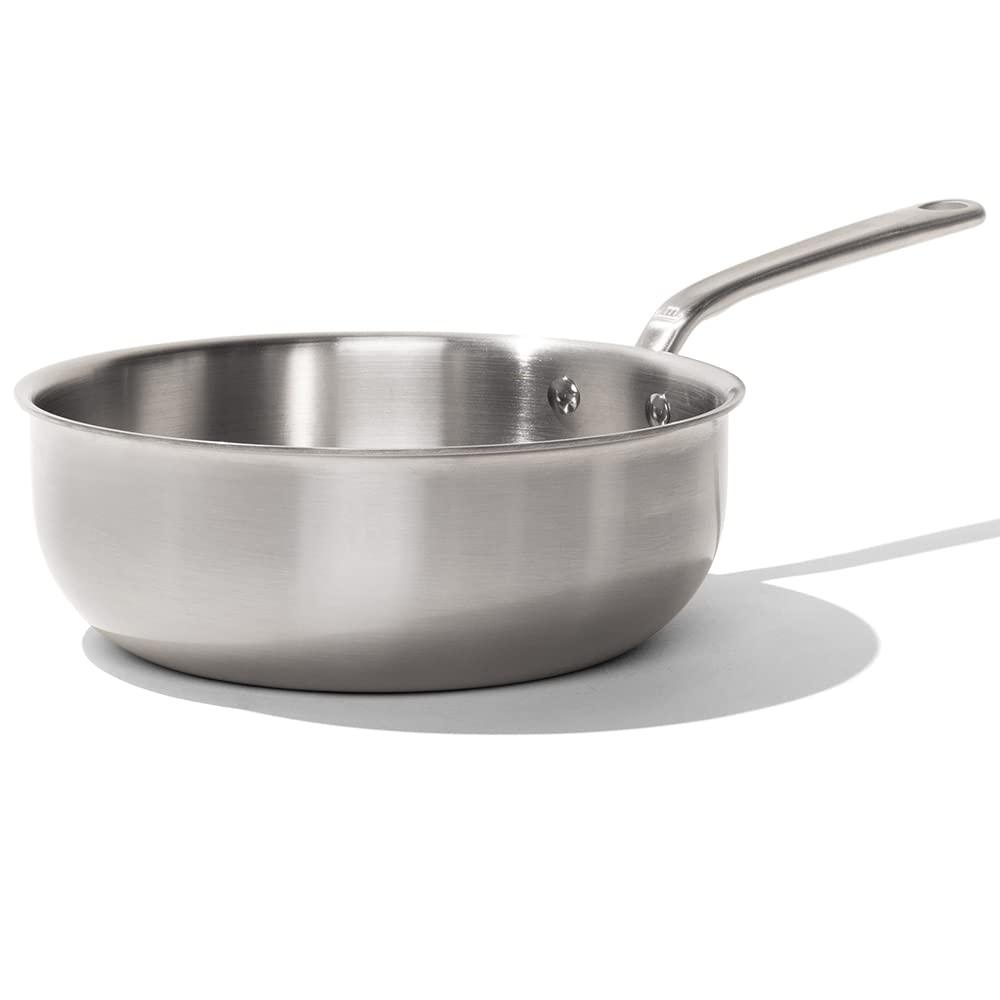 Made In Cookware - 3 Quart Stainless Steel Saucier Pan - 5 Ply Stainless Clad - Professional Cookware - Made in Italy - Induction Compatible - CookCave