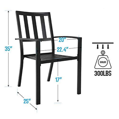 MFSTUDIO 6 Piece Patio Dining Metal Chairs,Outdoor Wrought Iron Seating Stackable Bistro Chairs - Supports 301 LBS,(Black) - CookCave