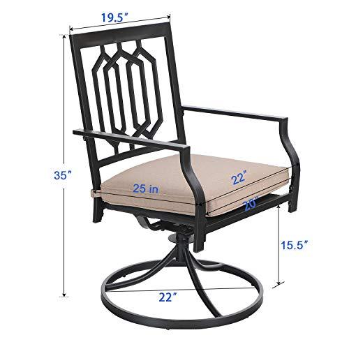 PHI VILLA Outdoor Metal Swivel Chairs Set of 2 Patio Dining Rocker Chair with Cushion Furniture Set for Garden Backyard Bistro, Black - CookCave