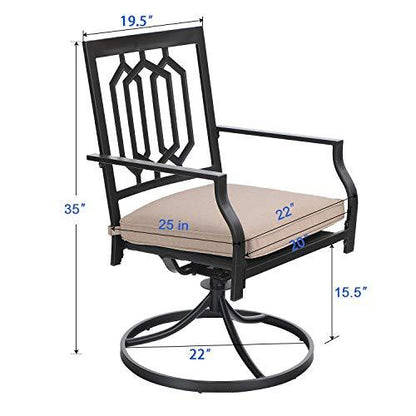 PHI VILLA Outdoor Metal Swivel Chairs Set of 2 Patio Dining Rocker Chair with Cushion Furniture Set for Garden Backyard Bistro, Black - CookCave