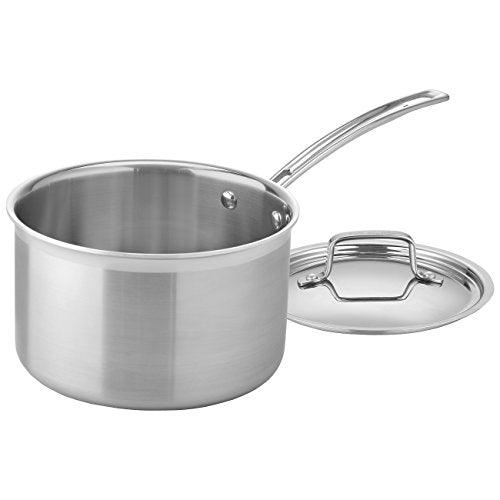 Cuisinart 4-Quart Skillet, Stainless Steel Cookware Multiclad Pro Triple Ply Saucepan w/Cover, MCP194-20N - CookCave