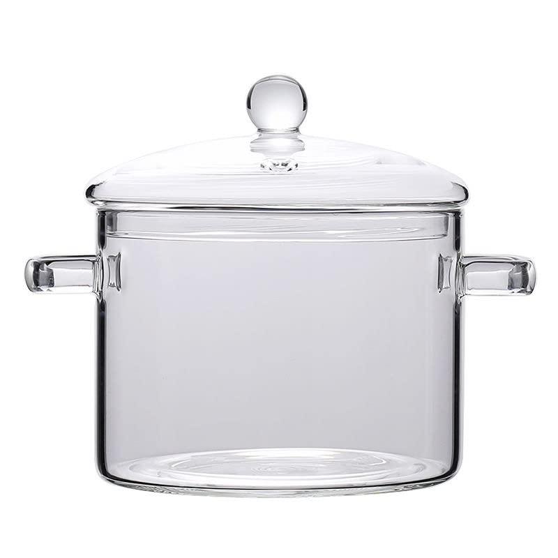 Glass Saucepan with Cover Heat-resistant Glass Stovetop Pot and Pan with Lid for Pasta Noodle, Soup, Milk, Baby Food (64oz/1900ml) - CookCave