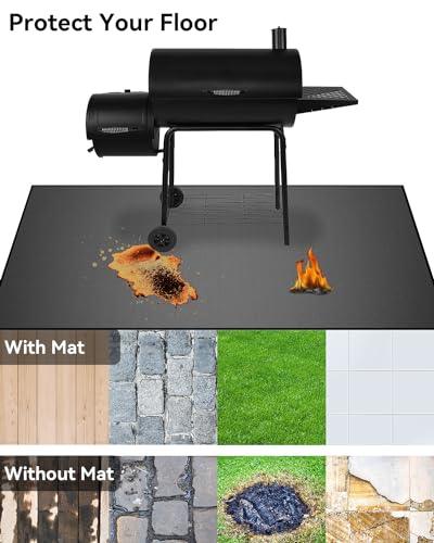 Techstarry 65 x 40 inch Heavy Duty Large Under Grill Mats for Outdoor Grill, Double-Sided Fireproof, Waterproof, Oil Proof Deck and Patio Protector Mat, BBQ Mat Grill Floor Mats Fireplace Fire Pit Mat - CookCave