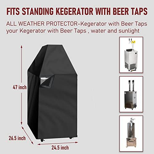 Kegerator Cover Waterproof Dust-proof Keg Beer Cooler Protection Cover Outdoor/Indoor 24.5 x 26.5 x 47 Inch - CookCave