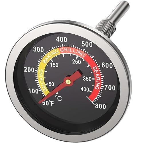 Grill Temperature Gauge, 2.36", Grill Thermometer for Various Types of Grills, Durable & High-Temperature Resistant, BBQ Thermometer with 4 Visible Colored Zones (Silver) - CookCave