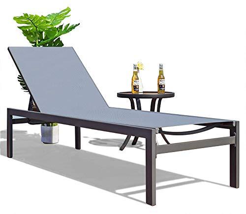 Kozyard Chaise Lounge Outdoor, Aluminum Outdoor Chaise Lounge Set of 2, Flat Chaise Lounge Chair for Pools, Patio and Outdoor Lounging - Comfortable Patio Chair and Poolside Lounger (1 Pack, Gray) - CookCave