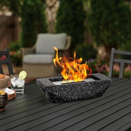 Tabletop Fire Pit 12.5" Portable Table Top Firepit Bowl Smokeless Indoor Outdoor Table Top Fireplace Garden Patio Balcony Decor Gifts for Women Mom House Warming Gifts New Home Decor Concrete-Black - CookCave