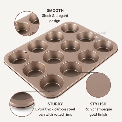 HAPPIELS Non-Toxic Nonstick 12-Cup Muffin Pan | Non toxic Cupcake Pan Non Stick | Muffin Tin 12 cups - CookCave