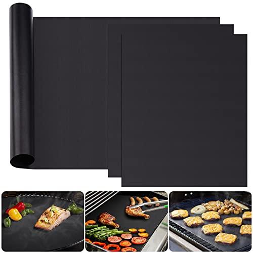 IMAGE BBQ Grill Mat Set of 3, one Large 16" x71”, 2 pcs 16"x13", 100% Non-Stick Grill Mats for Outdoor Grill, Reusable, Heat Resistant, PFOA Free for Gas Grill, Charcoal, Electric Grill and Oven - CookCave