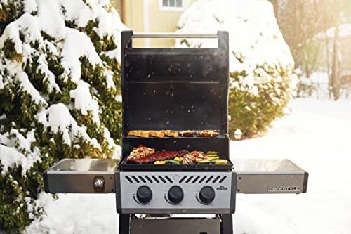 Napoleon Freestyle 365 Propane Gas BBQ Grill - F365DPGT - Barbecue Gas Cart, With 3 Burners, Folding Side Shelves, Instant Failsafe Ignition, Porcelain Coated Cast Iron Cooking Grids - CookCave