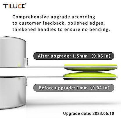 TILUCK measuring cups and magnetic measuring spoons set, stainless steel measuring cups, 6 double-sided stainless steel measuring spoons & 1 leveler - CookCave