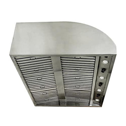 Blaze Outdoor 42 Inch 304 Grade Stainless Steel Vent Hood with 2000 CFM Blowers, Higher Installation, Adjustable Light, and Commercial Style Baffles - CookCave