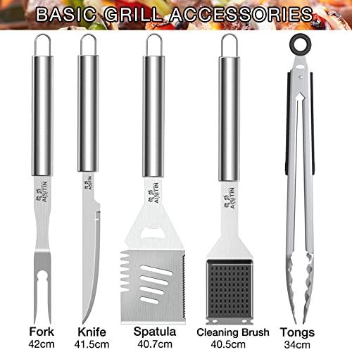 AISITIN BBQ Grill Accessories 16-Inch Stainless Steel Grill Sets for Men, 8Pcs Heavy Duty Grill Utensils Set for Smoker, Camping, Thicker Grill Tools Set Gifts - CookCave