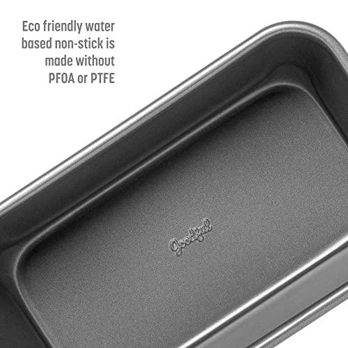 Goodful Nonstick Loaf Pan Set, Heavy Duty Carbon Steel with Quick Release Coating, Made without PFOA, Dishwasher Safe, 2-Pack Bakeware Set, 9-Inch x 5-Inch, Gray - CookCave