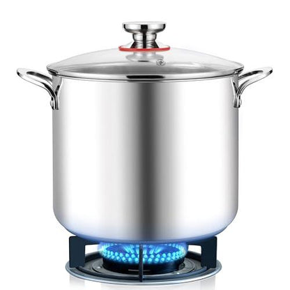 Herogo 12-Quart 18/10 Stainless Steel Stock Pot with Lid, Large Heavy Duty Soup Pot Compatible with Electric, Gas, Induction and Gas Cooktops, Dishwasher Safe - CookCave