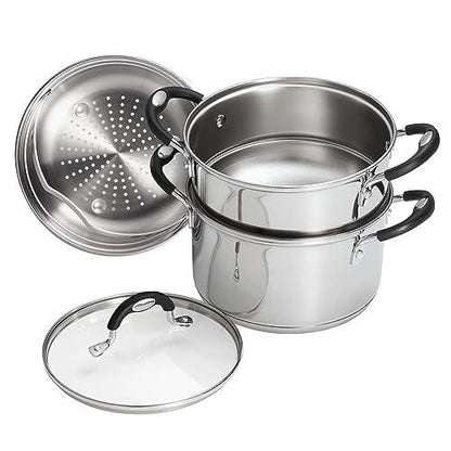 Stainless Steel 3 Quart Steamer & Double-Boiler, 4 Piece - CookCave