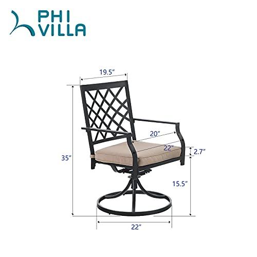 PHI VILLA Swivel Patio Chairs Set of 2 Outdoor Dining Rocker Chair Support 300 lbs for Garden Backyard Bistro Furniture Set with Cushion, Black - CookCave