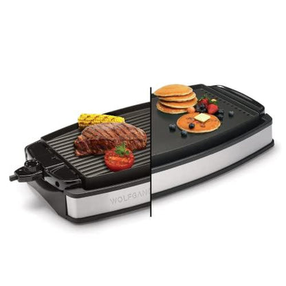 Wolfgang Puck XL Reversible Grill Griddle, Oversized Removable Cooking Plate, Nonstick Coating, Dishwasher Safe, Heats Up to 400ºF, Stay Cool Handles - CookCave