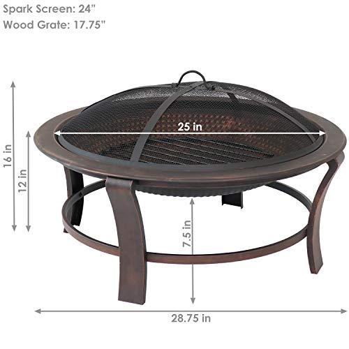 Sunnydaze 29-Inch Elevated Wood-Burning Fire Pit Bowl with Stand - Includes Spark Screen, Wood Grate, and Poker - CookCave