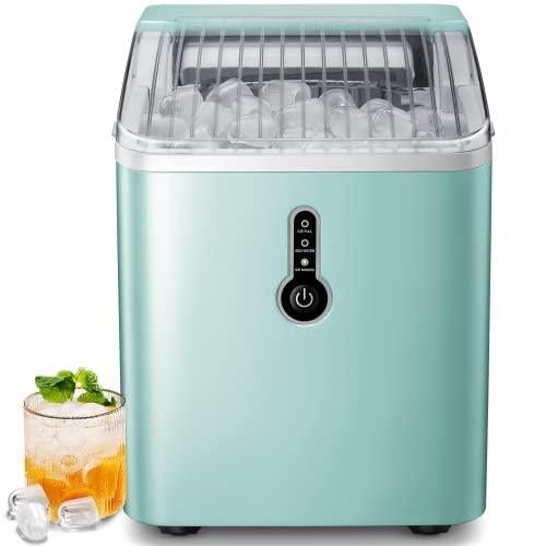 ZAFRO Countertop Portable Ice Maker with Self-Cleaning, 26Lbs/24Hrs, 9 Cubes Ready in 8 Mins, Compact, One-Click Operation with Ice Scoop/Basket for Home/Kitchen/Office, Green - CookCave