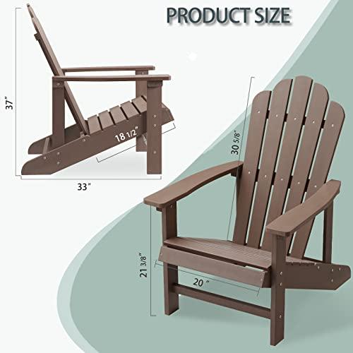 EFURDEN Adirondack Chair, Polystyrene, Weather Resistant & Durable Fire Pits Chair for Lawn and Garden, 350 lbs Load Capacity with Easy Assembly (Brown, 1 pc) - CookCave