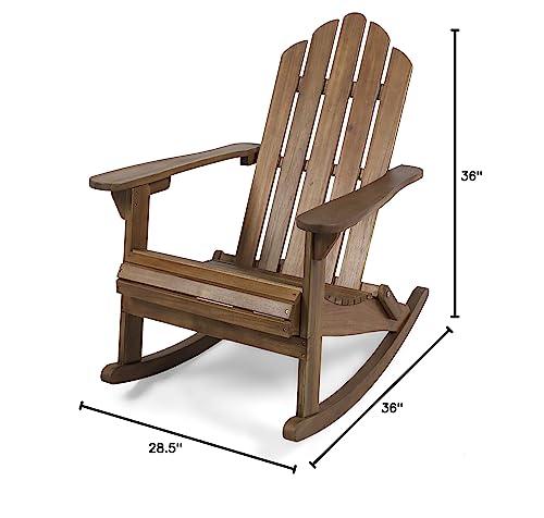 Christopher Knight Home Cara Outdoor Adirondack Acacia Wood Rocking Chair, Dark Brown Finish - CookCave