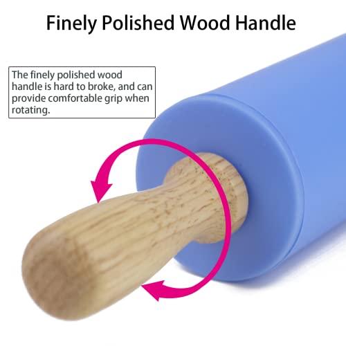 Remeel Silicone Rolling Pin for Baking Non-stick Rolling Pin Dough Roller Wooden Handle Kitchen Accessories Pastry Roller - CookCave