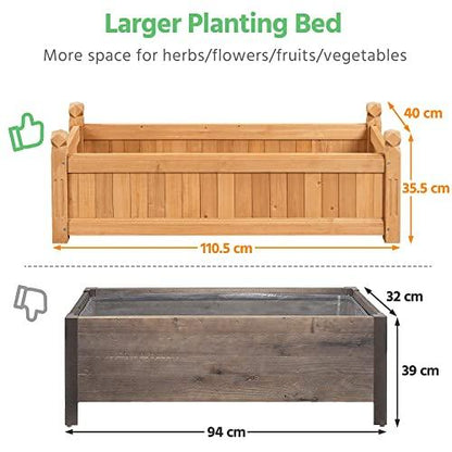 Yaheetech 43.5″ L×16″ W×14″ H Wooden Raised Garden Bed, Horticulture Wood Rectangular Garden Planter Outdoor, Raised Planter Box for Yard/Greenhouse/Vegetable/Flower/Herbs, Light Brown - CookCave