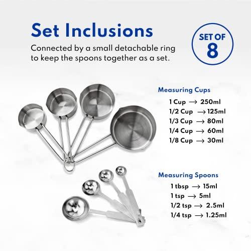 New Star Foodservice 42917 Stainless Steel 8-Piece Measuring Cups and Spoons Combo Set - CookCave