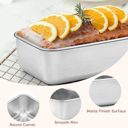 Onader 9 x 5 Loaf Pans Stainless Steel Deep Meatloaf Pan for Baking Bread Set of 3 - CookCave