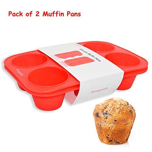 Bongpuda Silicone Large Muffin Pan 2 Pack,6 Cup Large Silicone Cupcake Pan,Non-Stick Jumbo Muffin Pans,Food Grade Cupcake Molds,Perfect for Egg Muffin,Big Cupcake - CookCave