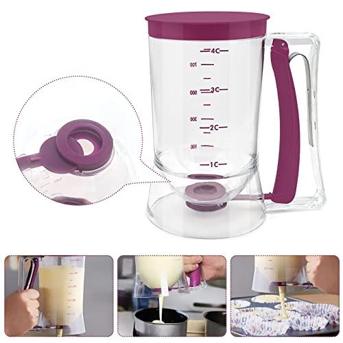 Kndatle Pancake Cupcake Batter Dispenser, Batter Separator Bakeware Maker with Measuring Label, Perfect Baking Tool for Cupcakes, Waffles, Muffin Mix, or Any Baked Goods - CookCave