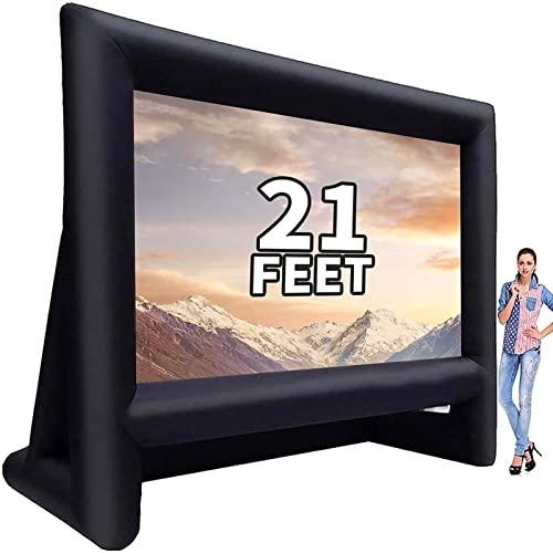 GYUEM 21 feet Inflatable Outdoor Projector Movie Screen - Blow Up Screen for TV & Movies with Blower Portable Projection Screen for Home Theater Outdoor Indoor Support Front & Rear Projection - CookCave