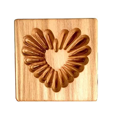 Wooden Cookie Biscuit Mold, 3D Baking Mold, Embossing Craft Decorating Baking Tool, Suitable for Halloween Thanksgiving Christmas Kitchen DIY (Love B 10 * 10 * 2) - CookCave