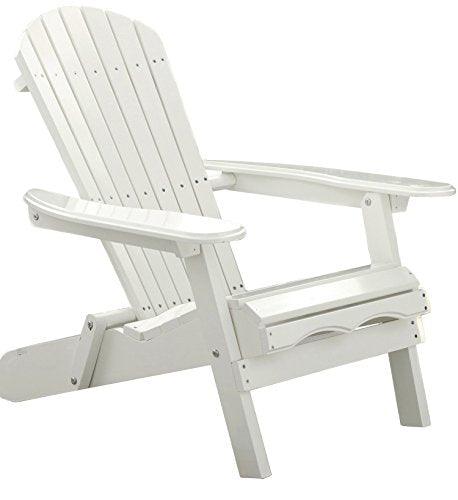 Merry Garden Foldable Wooden Adirondack Chair, Outdoor, Garden, Lawn, Deck Chair, White - CookCave