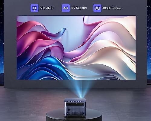 [Auto Focus/Keystone] 4K Projector with WiFi 6 and Bluetooth 5.2, FHD Native 1080P WiMiUS P64 Outdoor Movie Proyector, 50% Zoom, Home Projector Compatible with iOS/Android/HDMI/TV Stick - CookCave