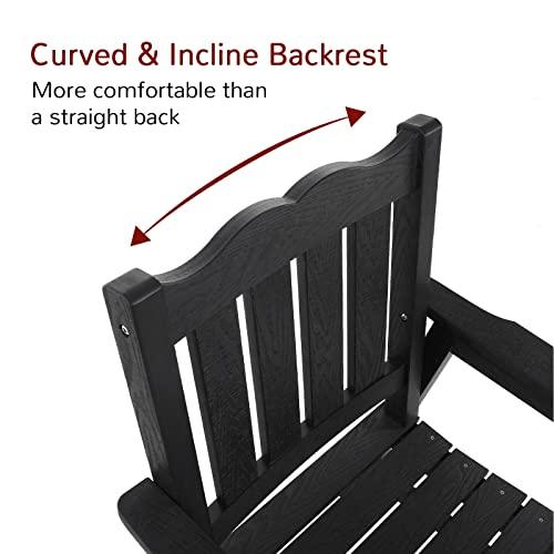 Stoog All-Weather Patio & Garden Chair, Outdoor Dining Chair with Curved Backrest, 400 lbs Support Porch Chair, Black - CookCave