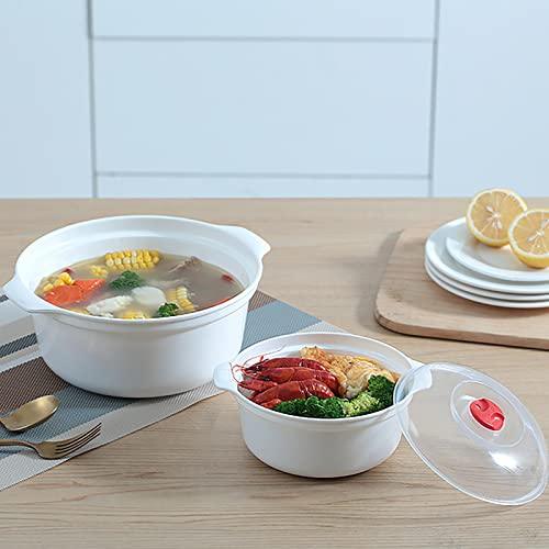 Microwave Bowl with Lid, Heating Dish, Noodle Bowl, Storage Plate, Soup Bowl with Handle, Easy To Store, Bpa Free, Microwave Cookware Kitchen Supplies, College Dorm Essentials for Boys Girls - CookCave