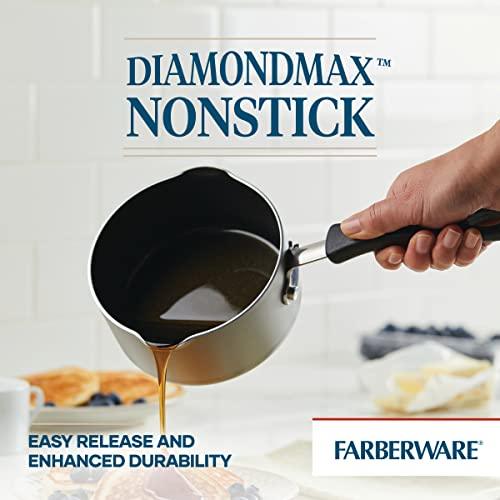 Farberware Cookstart DiamondMax Nonstick Straining Saucepan, Dishwasher Safe, 1 Quart, Silver - CookCave