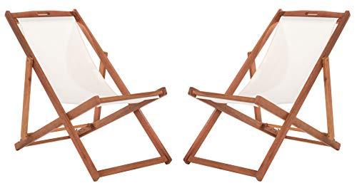 Safavieh PAT7040E-SET2 Outdoor Loren Brown (Set of 2) Sling Chair, Natural/Beige - CookCave