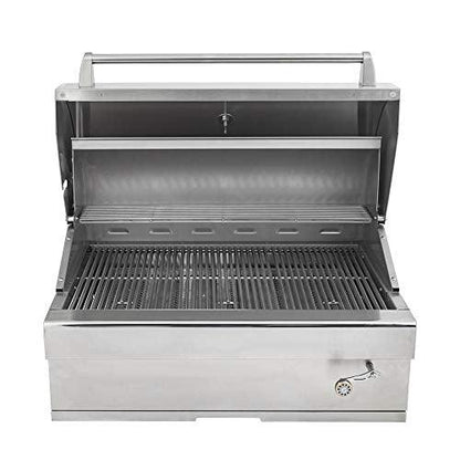 Barbeques Galore 32-inch Turbo Charcoal Built-In Stainless Steel BBQ Grill with Charcoal Tray - 32CHARCOALG - CookCave