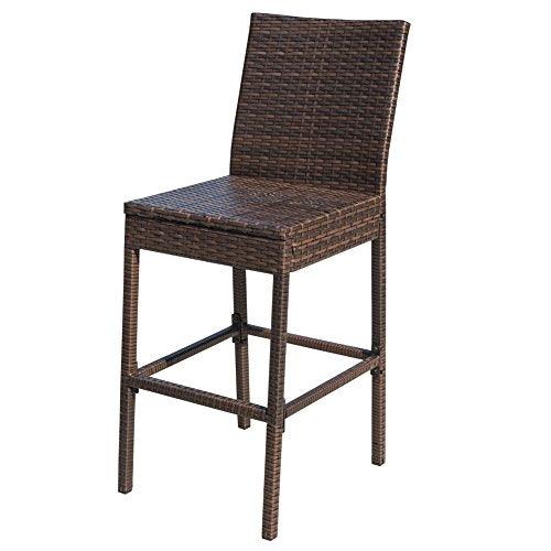 Sundale Outdoor Bar Stools 30 Inch Seat Height Set of 2, Patio Wicker Counter Stools with Back Rest, High Brown Rattan Chair with Pillow & Beige Cushion, All-Weather Armless Tall Pub Barstool - CookCave